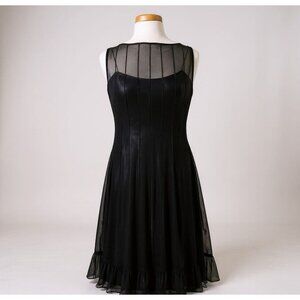 Adrianna Papell Black Sheer Overlay Cocktail Party Dress Women’s Size 8